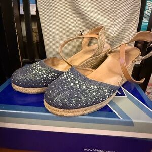 White Mountain Navy Espadrille Wedges